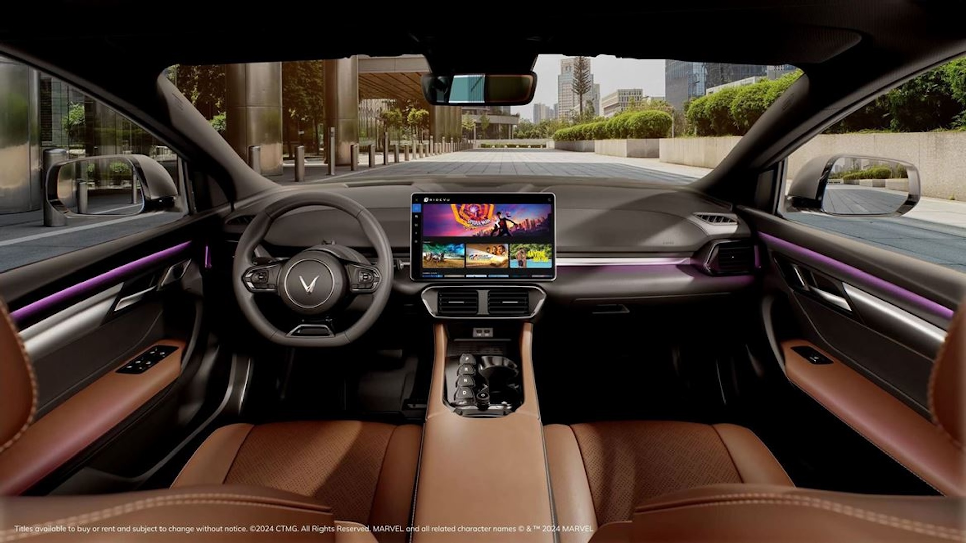 2024 Vinfast VF8 Sony RideVU heads up display featured in the front interior dash