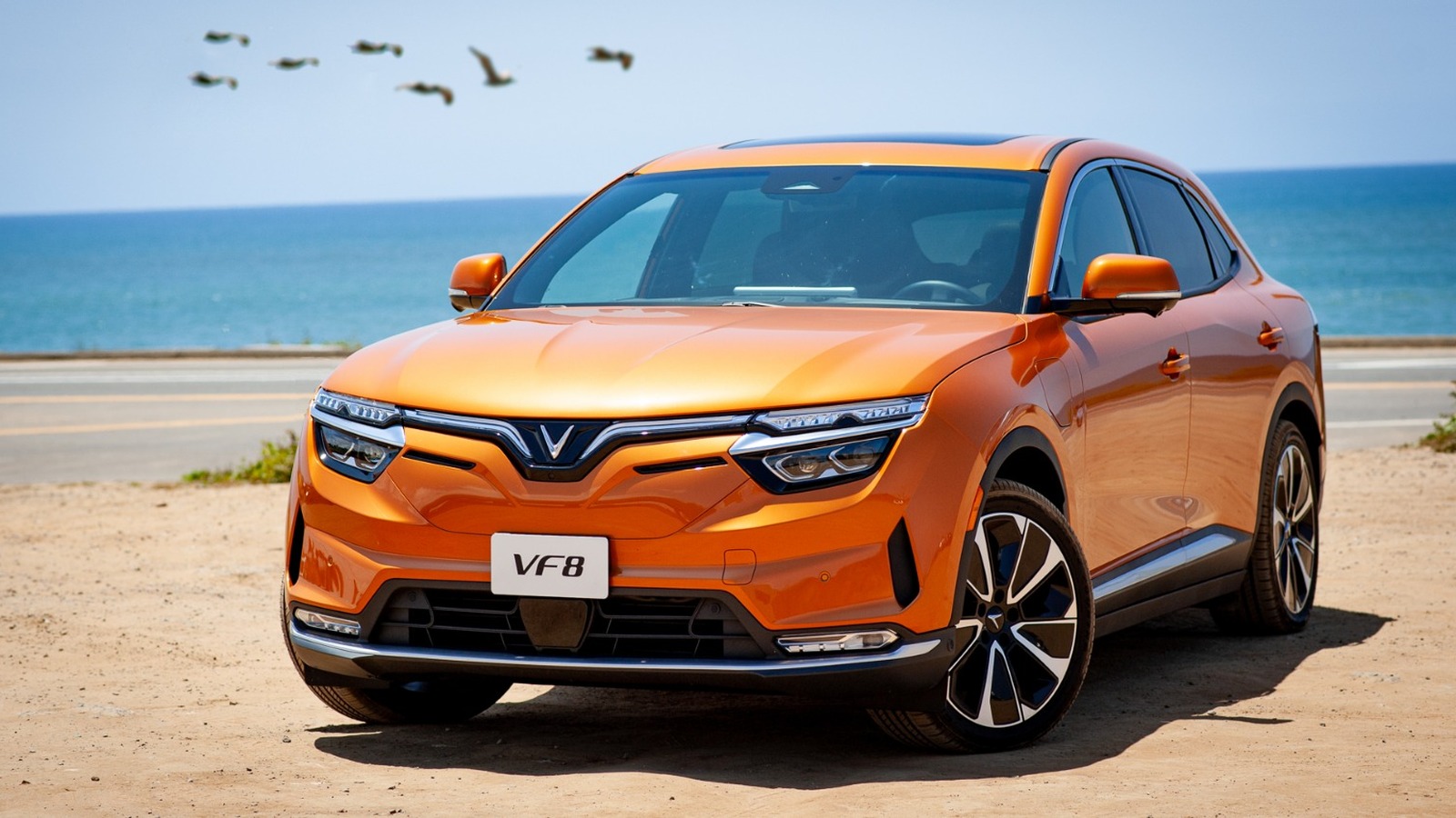 2025 VinFast VF8 Front Side View on the Beach