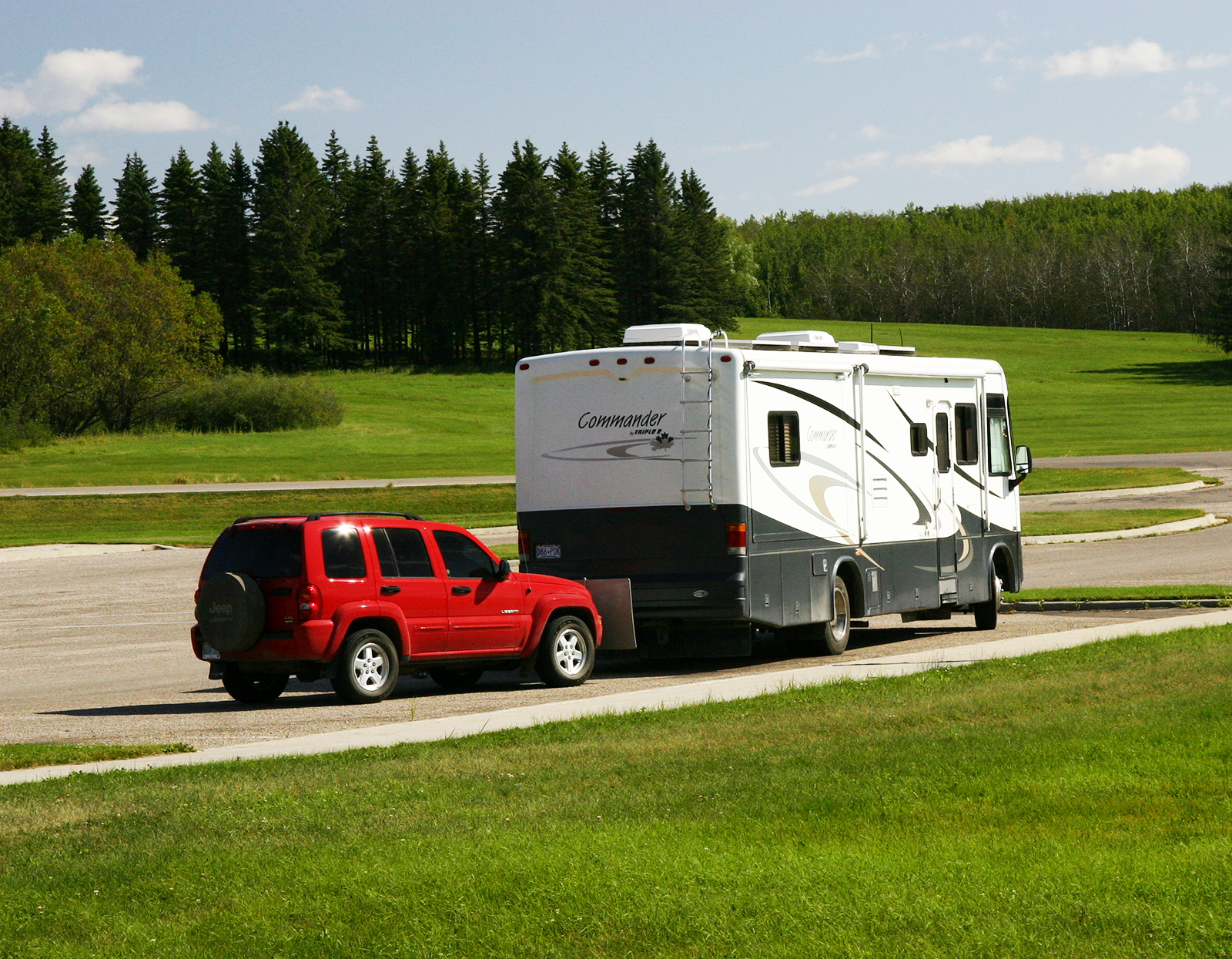 RV Towing a vehicle