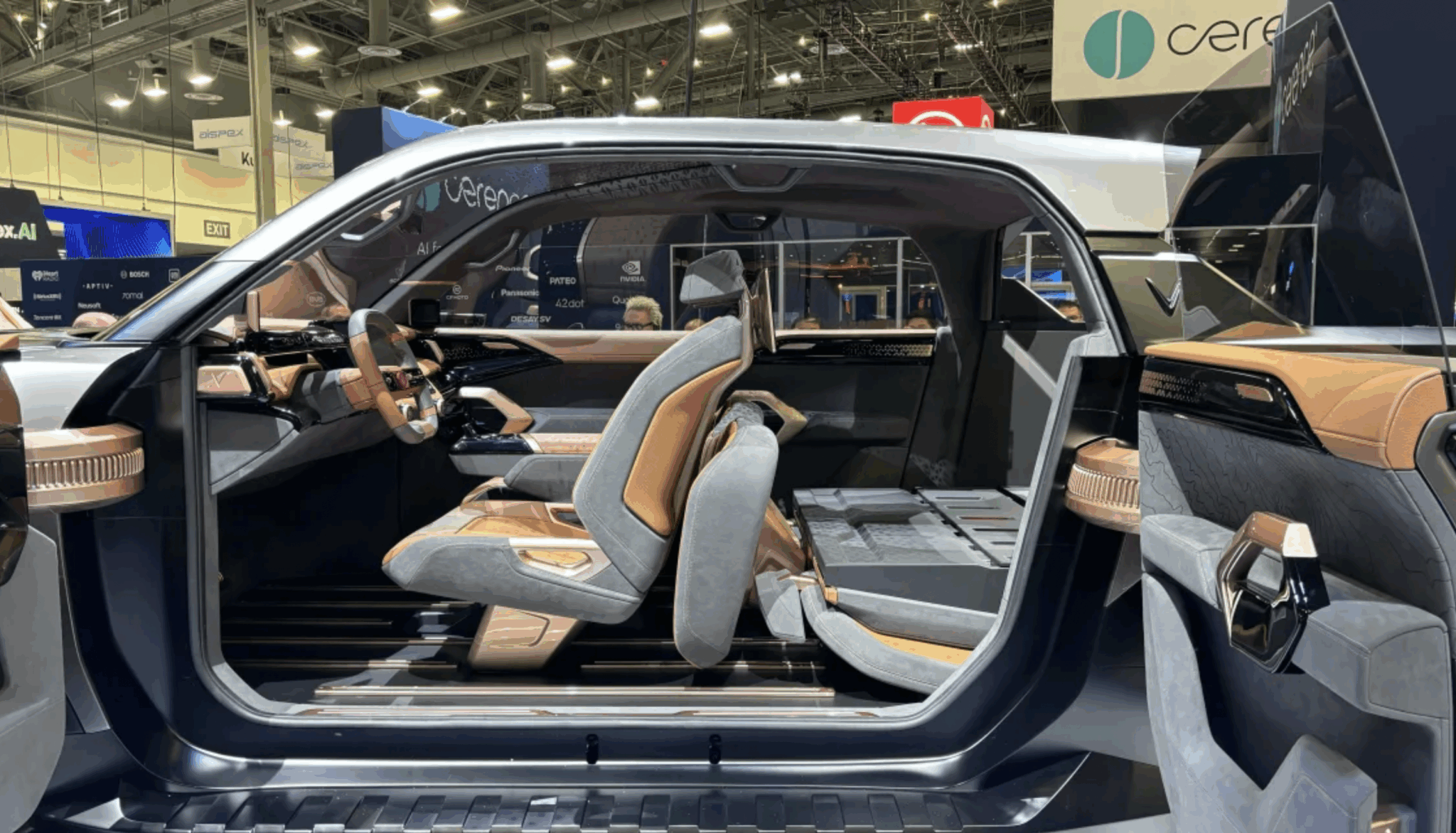 View of the entire Interior of the Vinfast Wild Electric Truck in a showroom