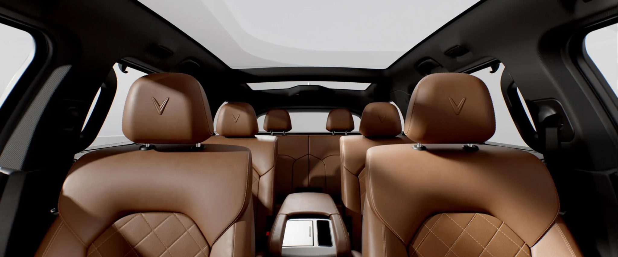 VinFast VF9 interior view looking towards the back