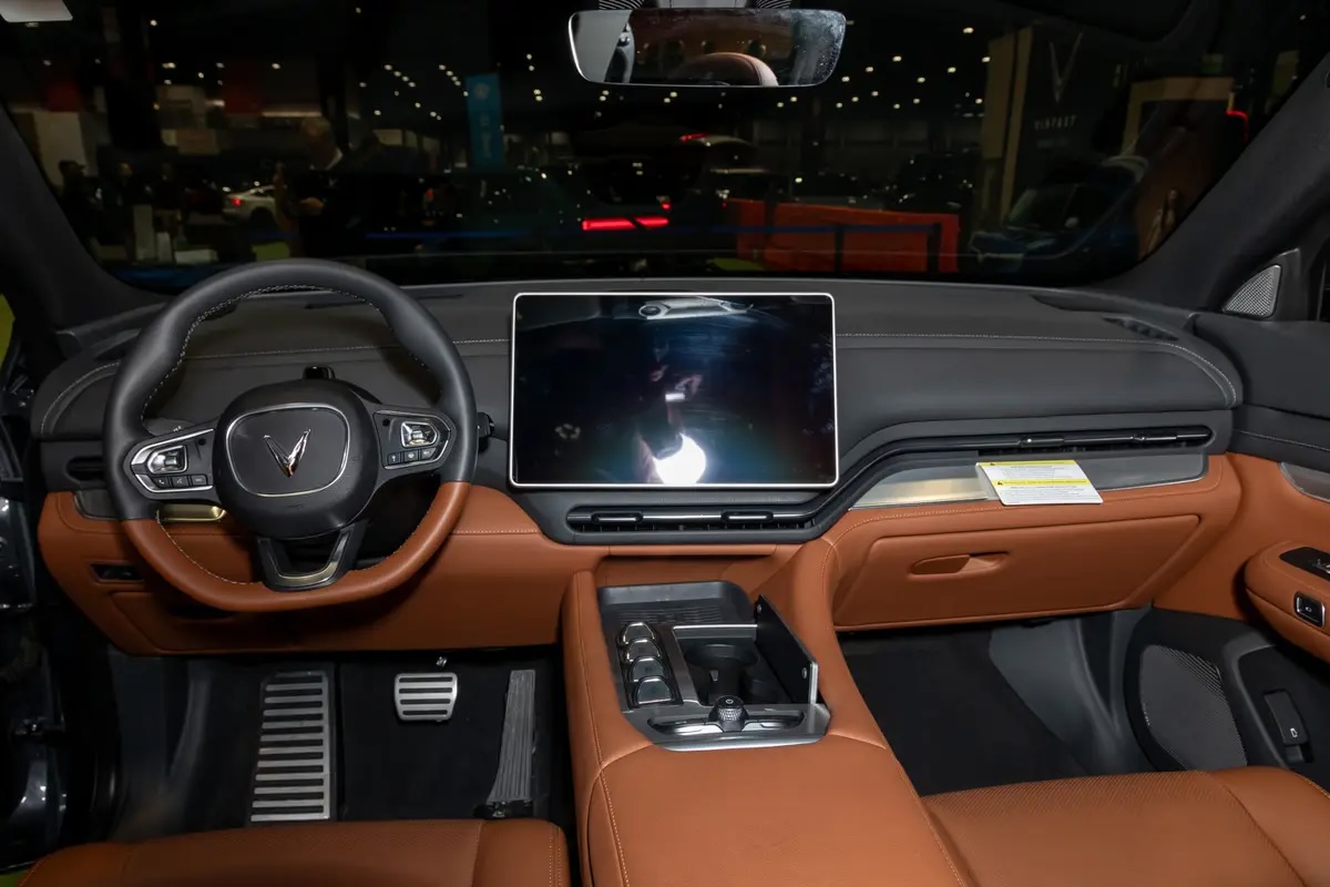 VinFast VF9 Interior front row looking forward to the infotainment center